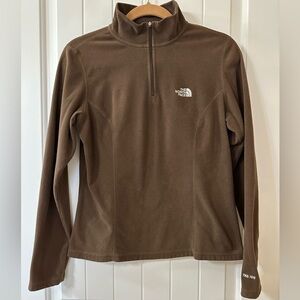 The North Face Women's Aljo Fleece Quarter Zip Pullover in Brown, Size Medium